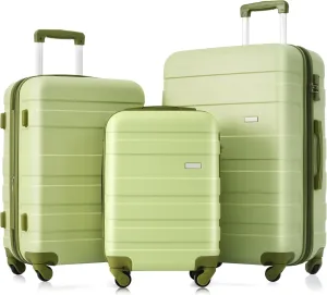 Luggage Sets New Model Expandable ABS Hardshell 3pcs Clearance Luggage Hardside Lightweight Durable Suitcase sets Spinner Wheels Suitcase with TSA Lock 20''24''28''(Light Green)