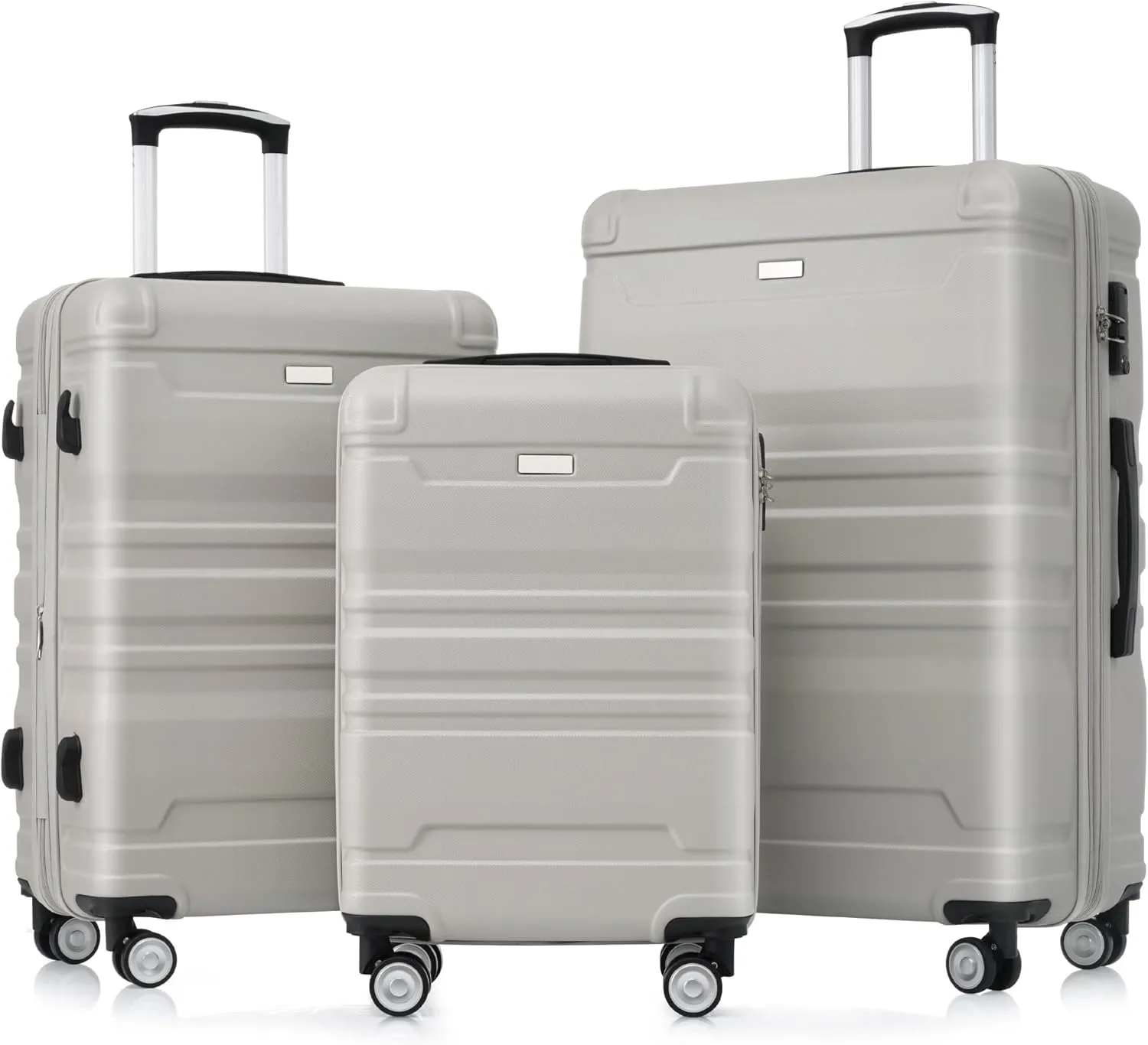Luggage Sets New Model Expandable ABS Hardshell 3pcs Clearance Luggage Hardside Lightweight Durable Suitcase sets Spinner Wheels Suitcase with TSA Lock 20''24''28''(light grey)