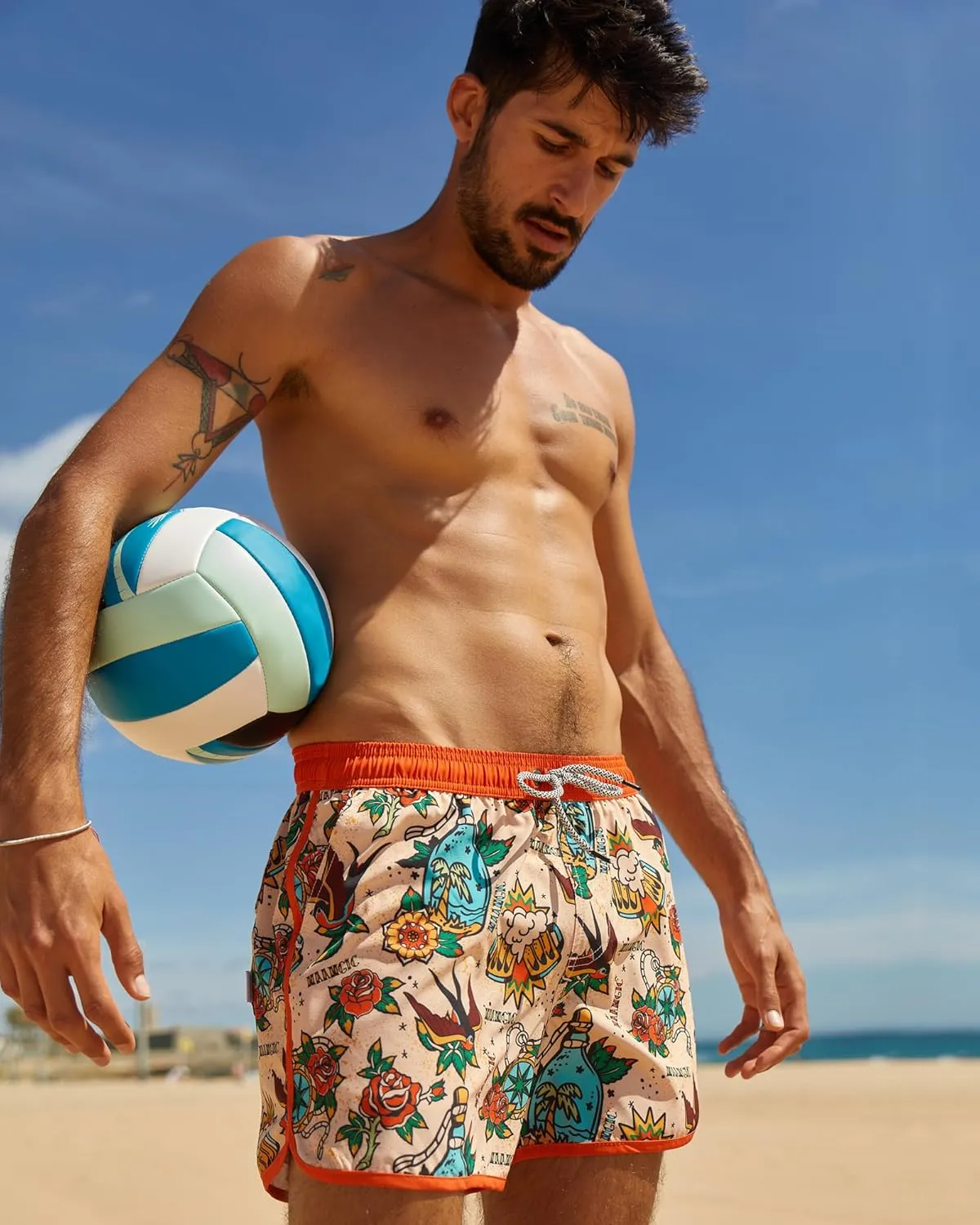 maamgic Mens Boys Short 80s 90s Vintage Swim Trunks with Mesh Lining Quick Dry Swim Suits Board Shorts