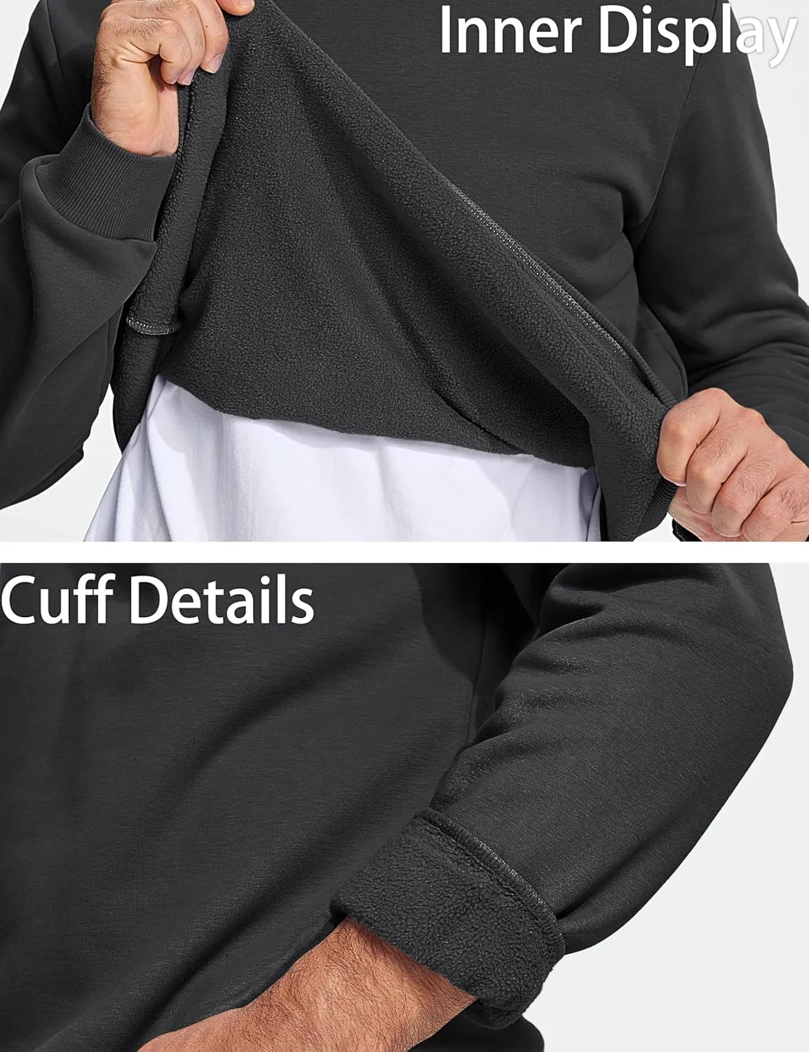 MAGCOMSEN Men's Crewneck Sweatshirt Long Sleeve Casual Warm Fleece Pullover
