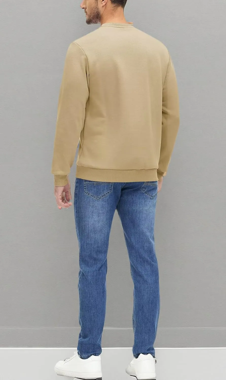 MAGCOMSEN Men's Crewneck Sweatshirt Long Sleeve Casual Warm Fleece Pullover