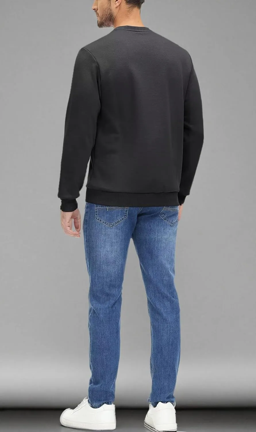 MAGCOMSEN Men's Crewneck Sweatshirt Long Sleeve Casual Warm Fleece Pullover
