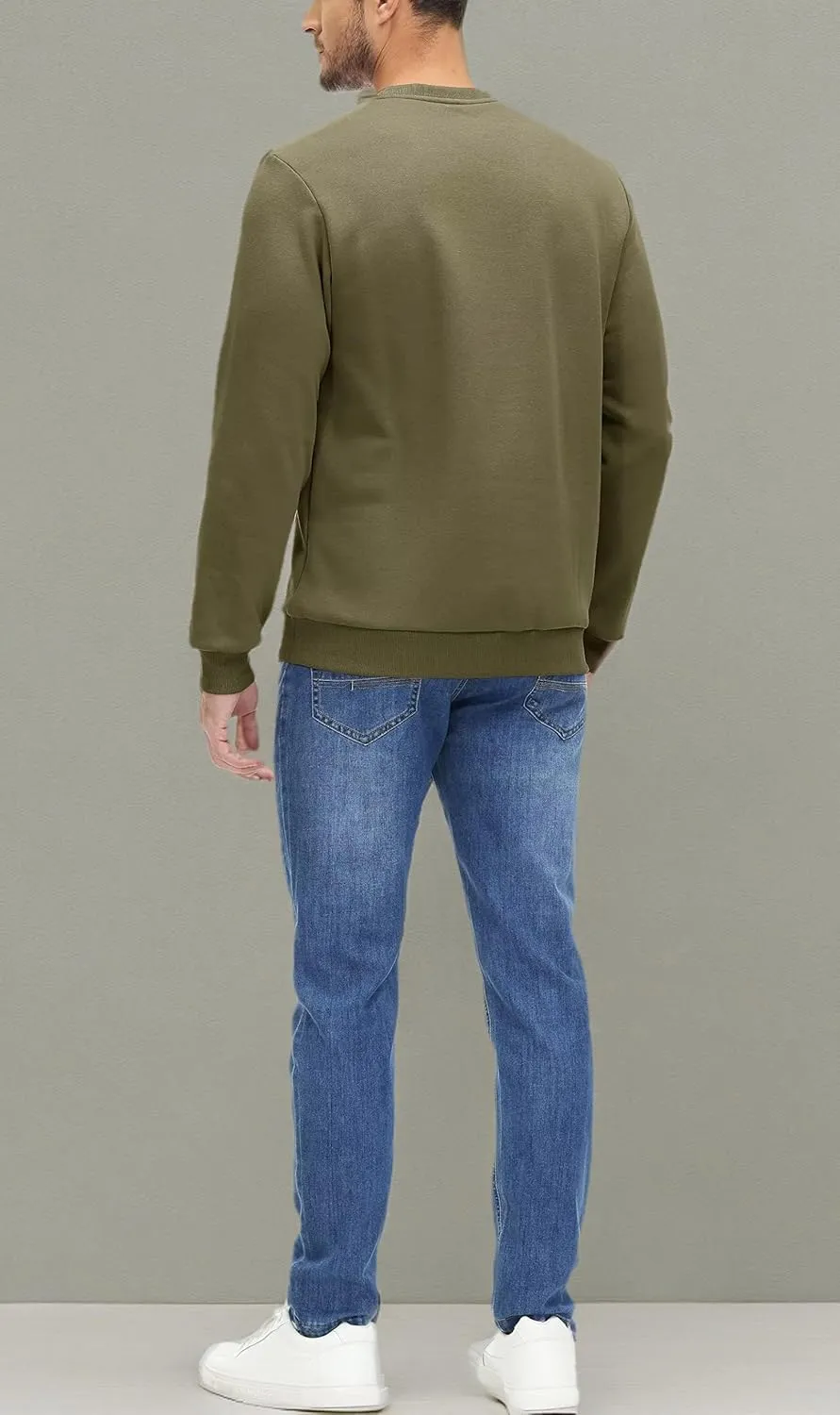 MAGCOMSEN Men's Crewneck Sweatshirt Long Sleeve Casual Warm Fleece Pullover