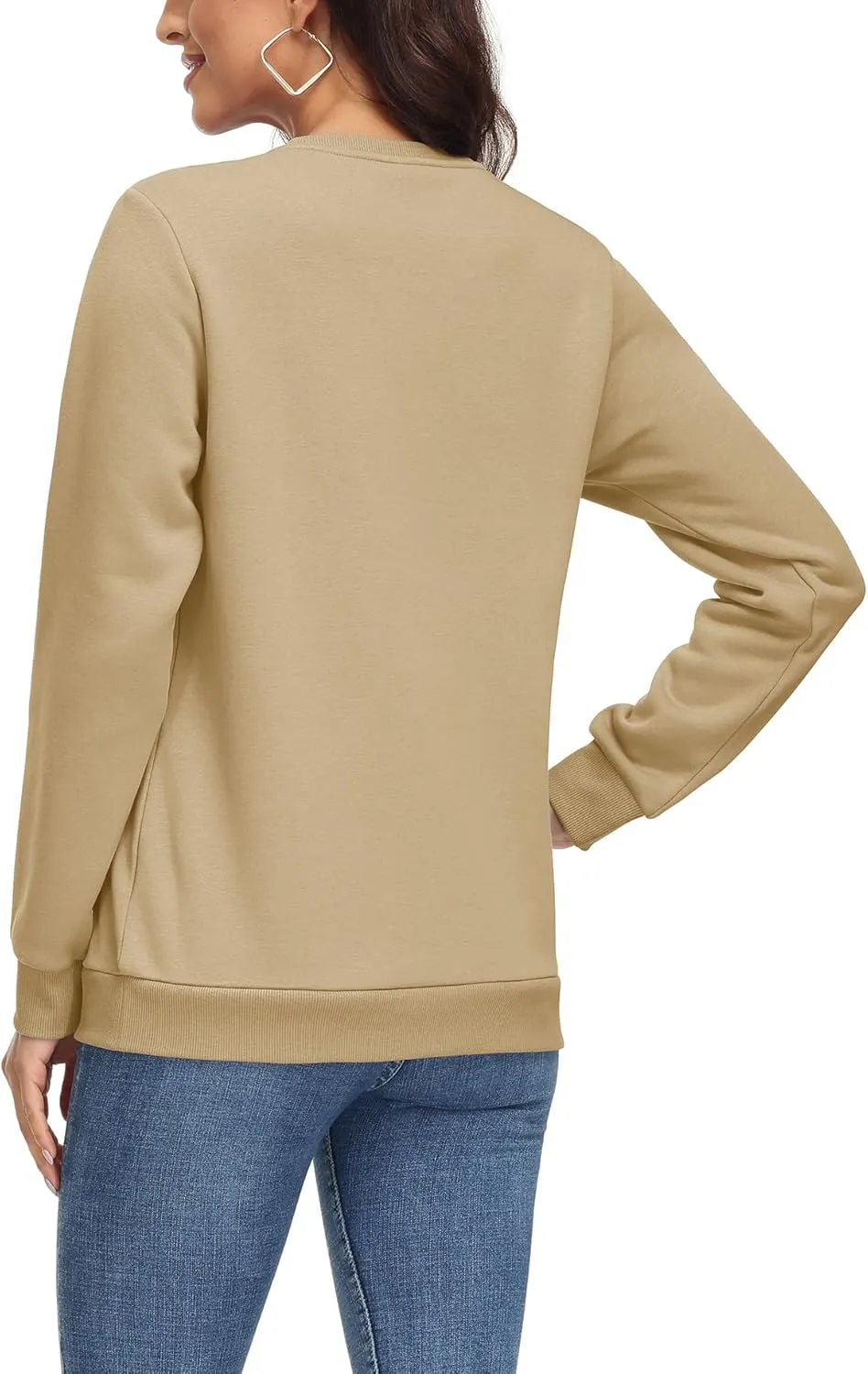 MAGCOMSEN Women's Fleece Lined Sweatshirt Crewneck Cotton Pullover Fall Casual Long Sleeve Warm Tops