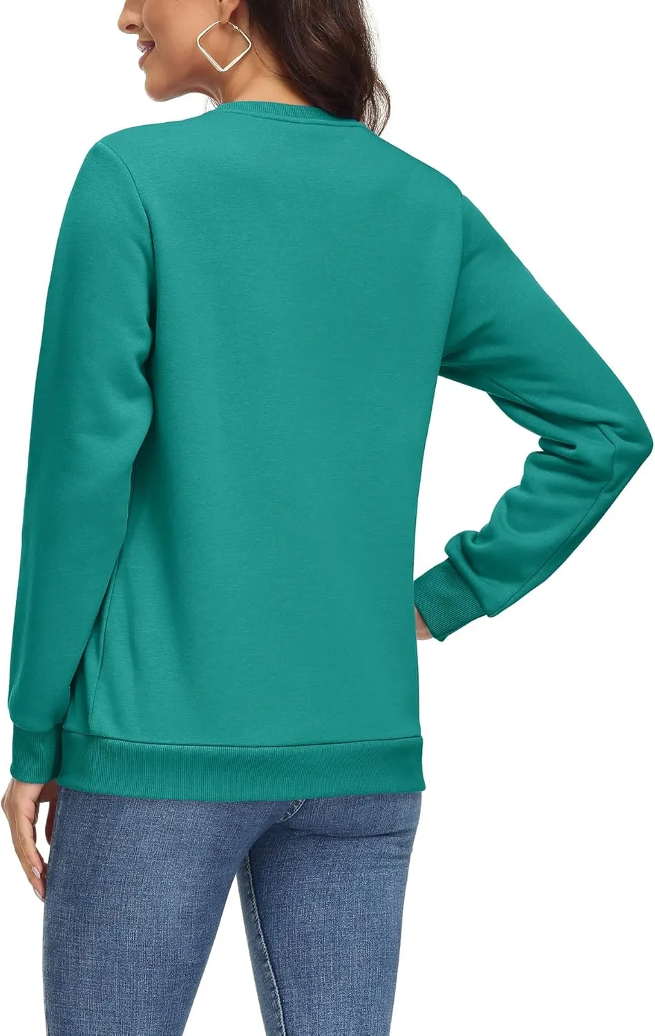 MAGCOMSEN Women's Fleece Lined Sweatshirt Crewneck Cotton Pullover Fall Casual Long Sleeve Warm Tops