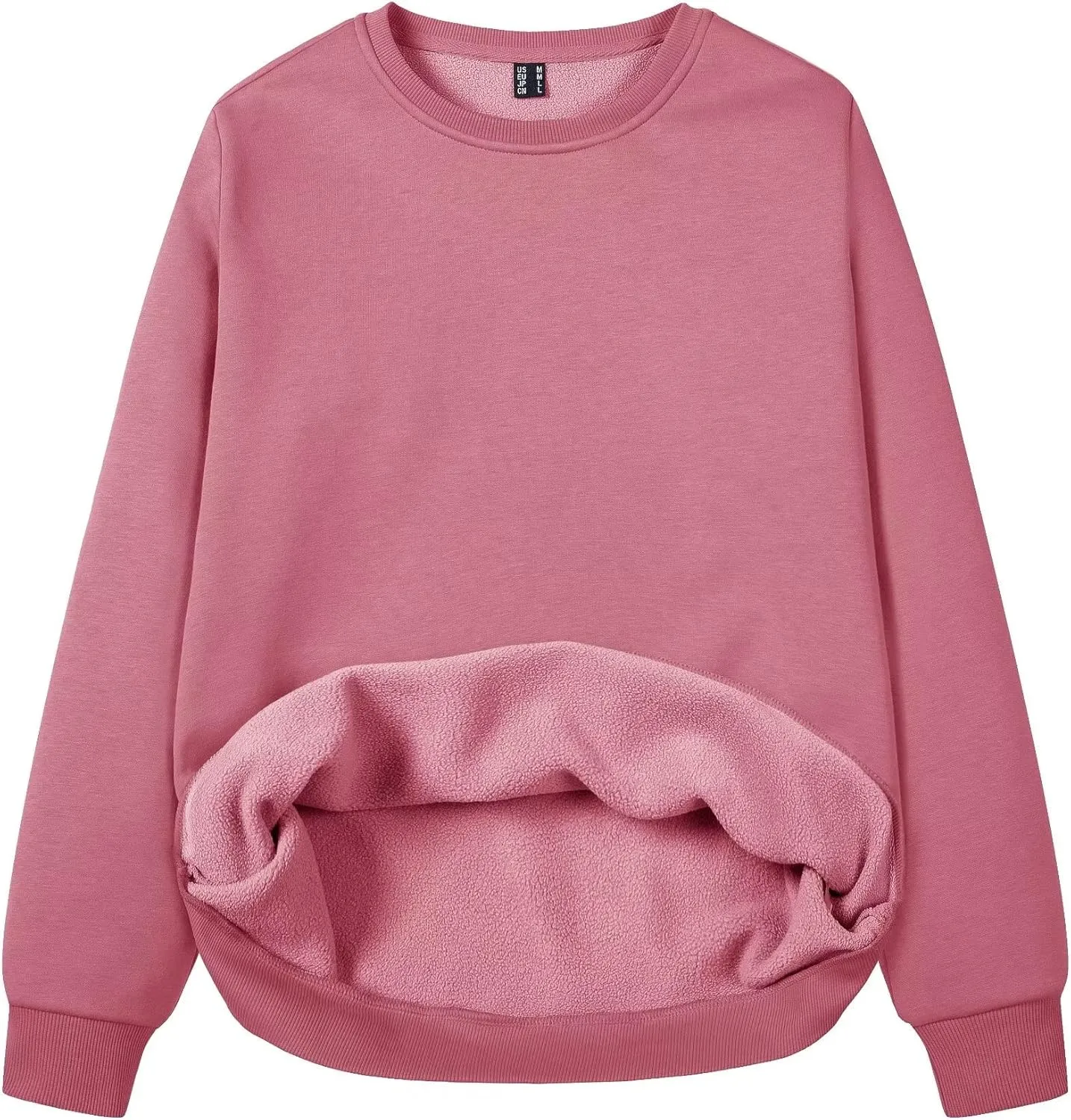 MAGCOMSEN Women's Fleece Lined Sweatshirt Crewneck Cotton Pullover Fall Casual Long Sleeve Warm Tops