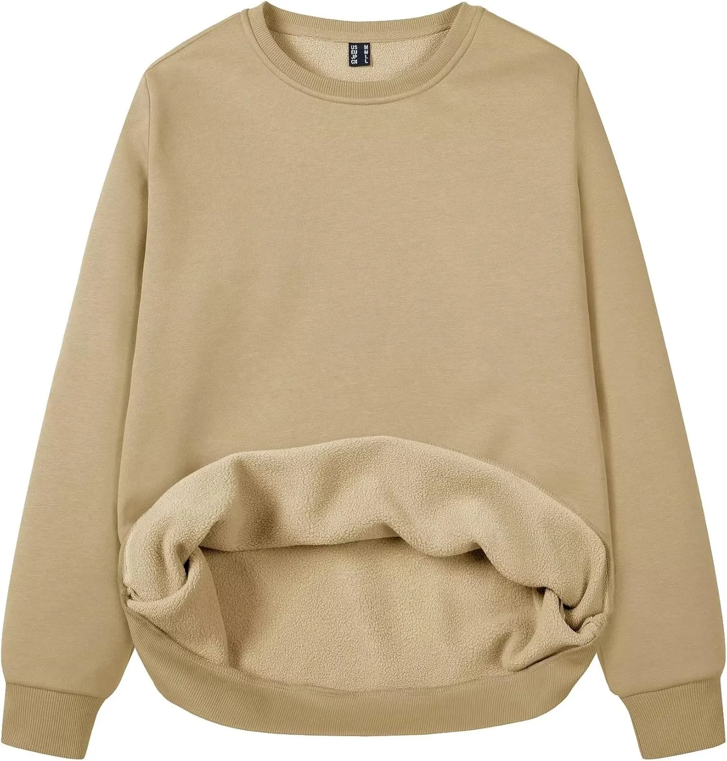 MAGCOMSEN Women's Fleece Lined Sweatshirt Crewneck Cotton Pullover Fall Casual Long Sleeve Warm Tops
