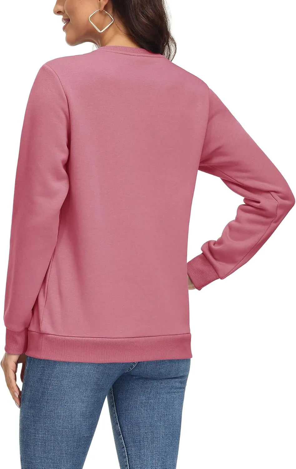 MAGCOMSEN Women's Fleece Lined Sweatshirt Crewneck Cotton Pullover Fall Casual Long Sleeve Warm Tops
