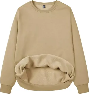 MAGCOMSEN Women's Fleece Lined Sweatshirt Crewneck Cotton Pullover Fall Casual Long Sleeve Warm Tops