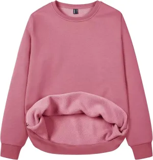 MAGCOMSEN Women's Fleece Lined Sweatshirt Crewneck Cotton Pullover Fall Casual Long Sleeve Warm Tops