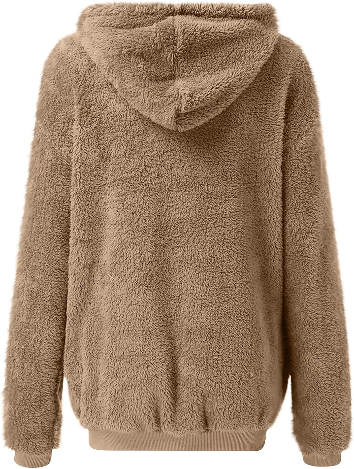 maisdgop Winter Coats for Women Zipper Faux Fur Coat Long Sleeve Hooded Warm Outerwear 2024 Fashion Jackets with Pockets
