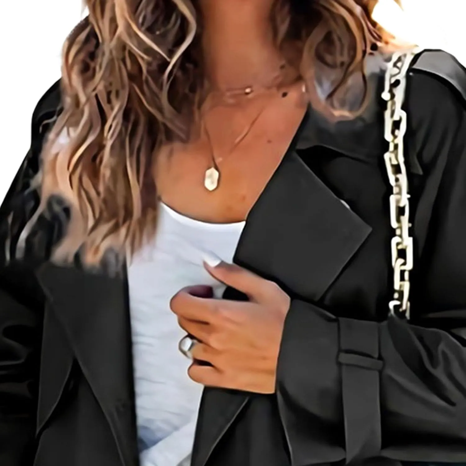 Maiyifu-GJ Trench Coat for Women Double Breasted Long Elegant Windproof Lapel Belted Overcoat Casual Windbreaker Jacket