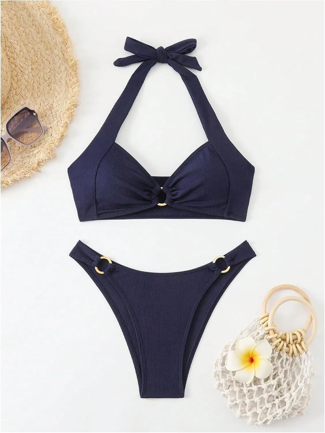 MakeMeChic Halter Bikini Sets for Women Sexy Micro Bikini Bathing Suit Two Piece Swimsuits 2025