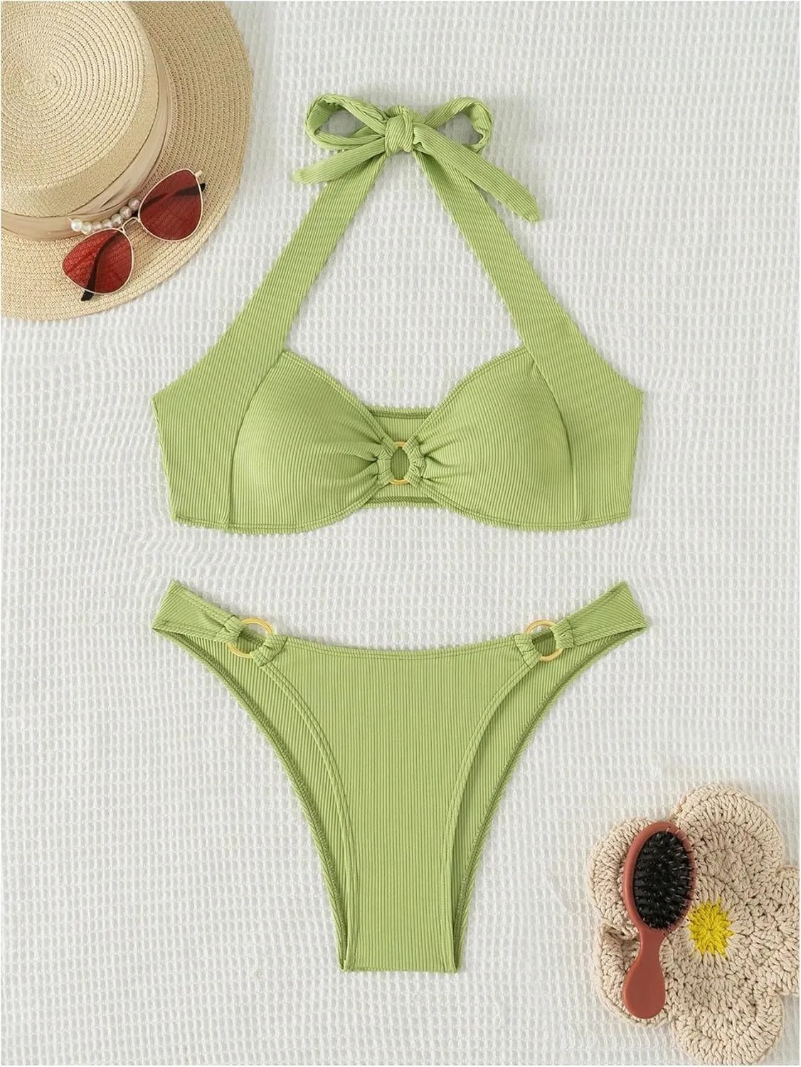 MakeMeChic Halter Bikini Sets for Women Sexy Micro Bikini Bathing Suit Two Piece Swimsuits 2025