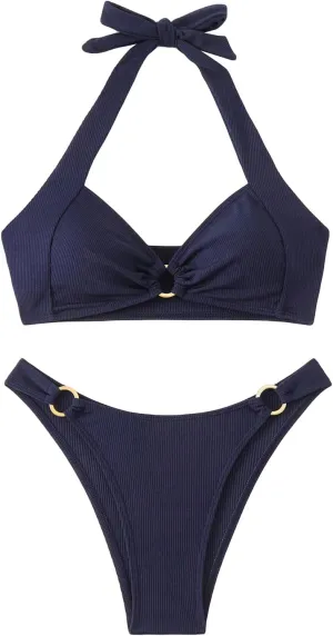 MakeMeChic Halter Bikini Sets for Women Sexy Micro Bikini Bathing Suit Two Piece Swimsuits 2025