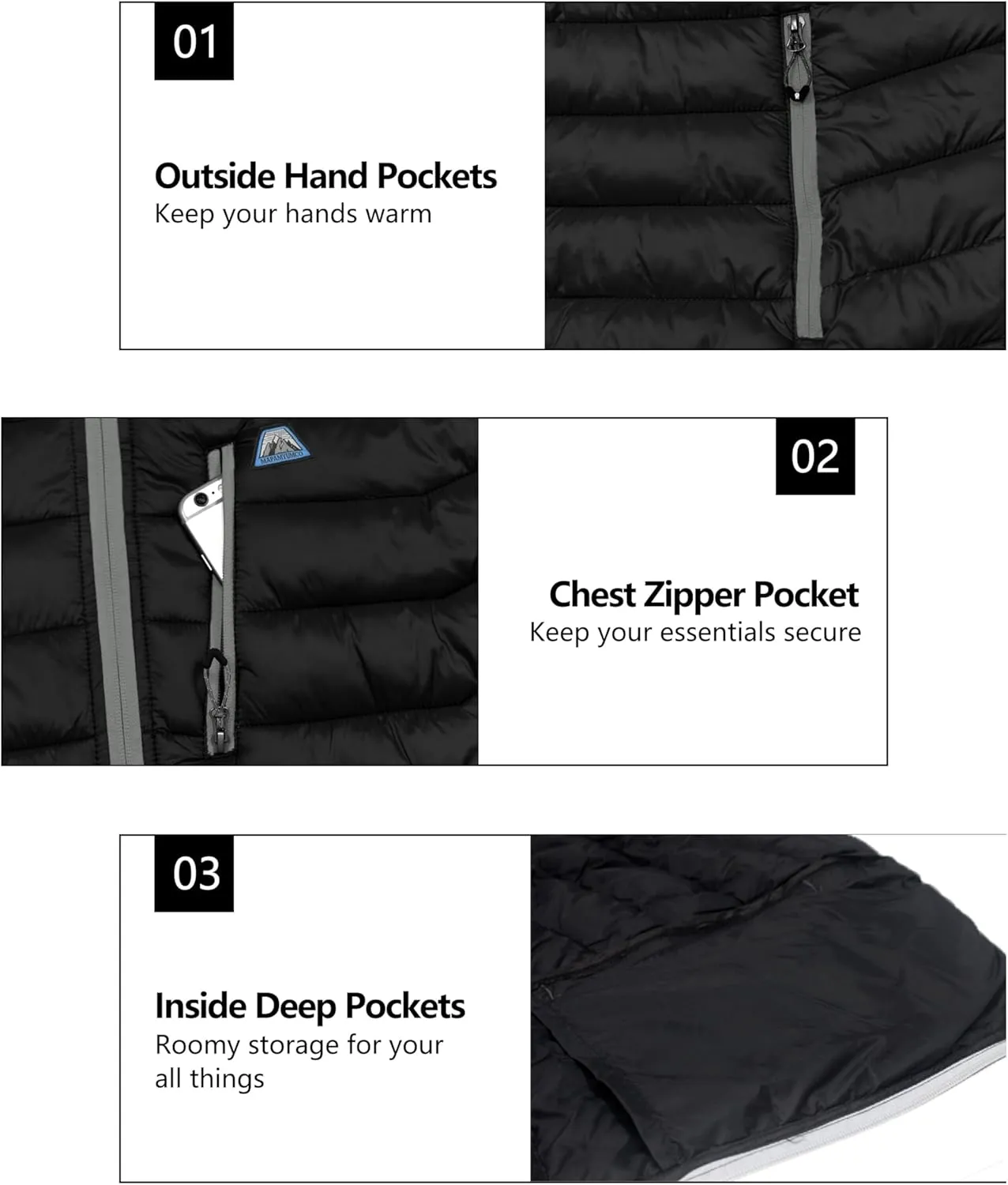 Mapamyumco Men's Packable Lightweight Puffer Jacket Hooded Windproof Winter Coat with Recycled Insulation