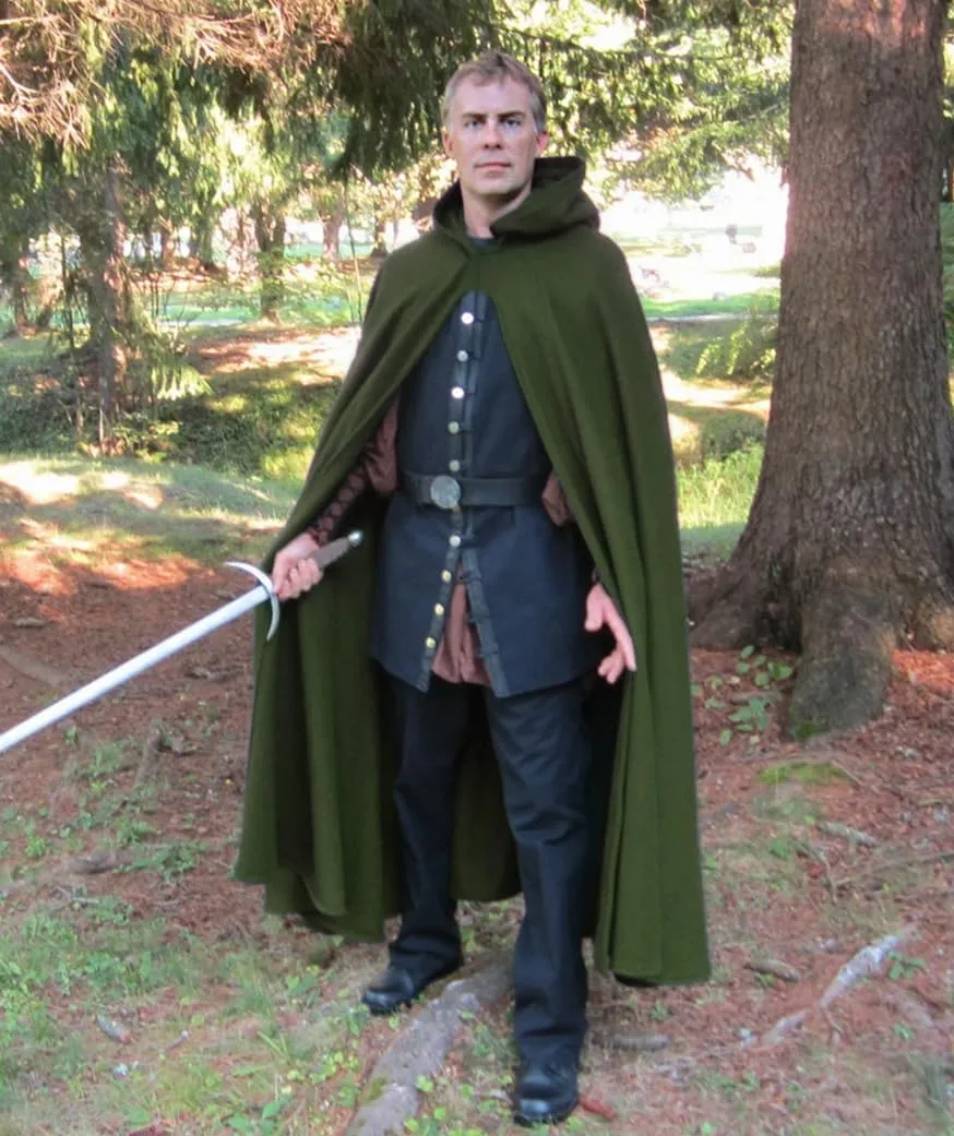 MCJC Medieval Hooded Cloak,Renaissance Cape, Adult Halloween Costume with Hood