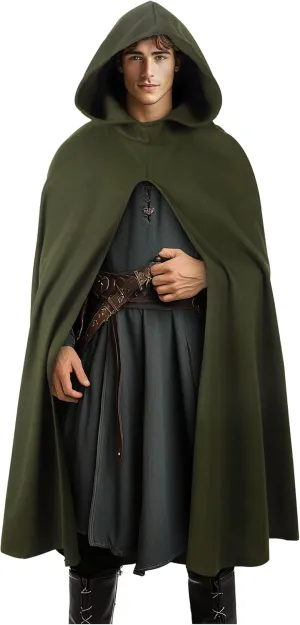 MCJC Medieval Hooded Cloak,Renaissance Cape, Adult Halloween Costume with Hood
