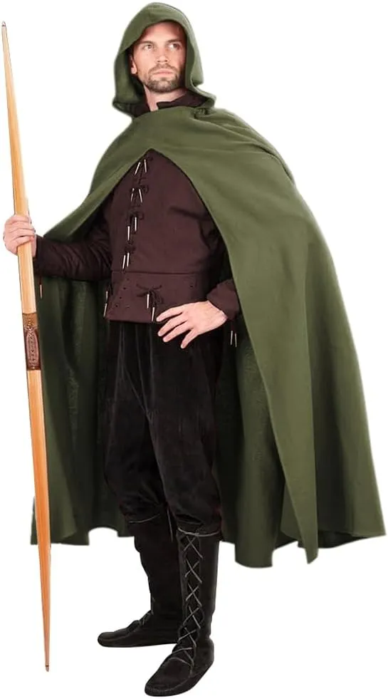 MCJC Medieval Hooded Cloak,Renaissance Cape, Adult Halloween Costume with Hood
