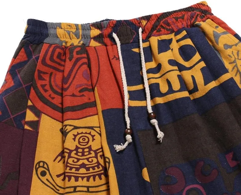 Men Print Harem Pants Summer Cool Street Elastic Waist Loose Oversized Trousers