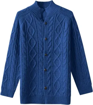 Men Sweaters And Winter Fashion Casual Lapel And Button Knitted Wool Coat Sweater Mens Half Zip quarter zip sweater