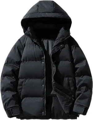 Men Winter Down Cotton Coat Padded jacketr Men's Packable Puffer jacketr Lightweight Hooded Windproof Winter Coat