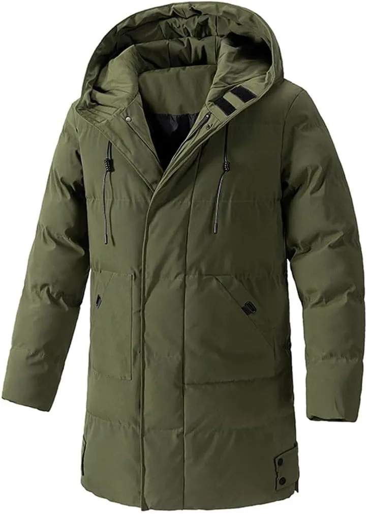 Men Winter Thick Warm Cotton Padded Jacket Multi-Pocket Hoodies Coat Parka