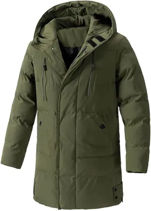 Men Winter Thick Warm Cotton Padded Jacket Multi-Pocket Hoodies Coat Parka