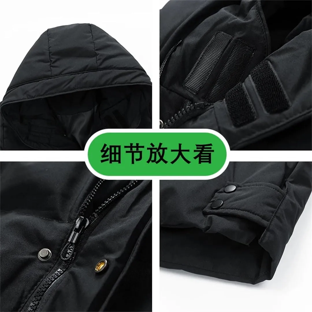 Men Winter Thick Warm Cotton Padded Jacket Multi-Pocket Hoodies Coat Parka