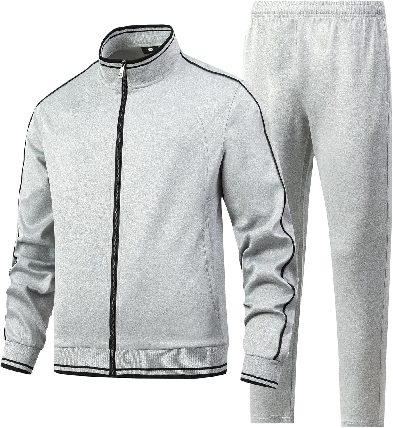 Men's 2 Pieces Athletic Tracksuit Full-Zip Workout Sweatsuit with Active Jackets and Pants