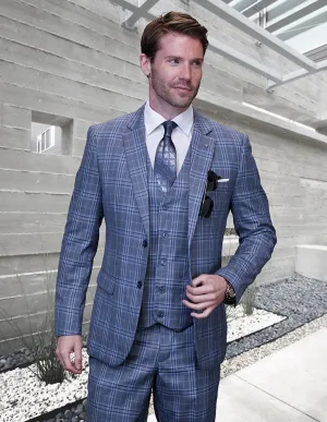Men’s 3pc Solid Suit Tailored Fit Flat Front Pants Super 150’s Prime Fabric | STZV-301BG-Grey