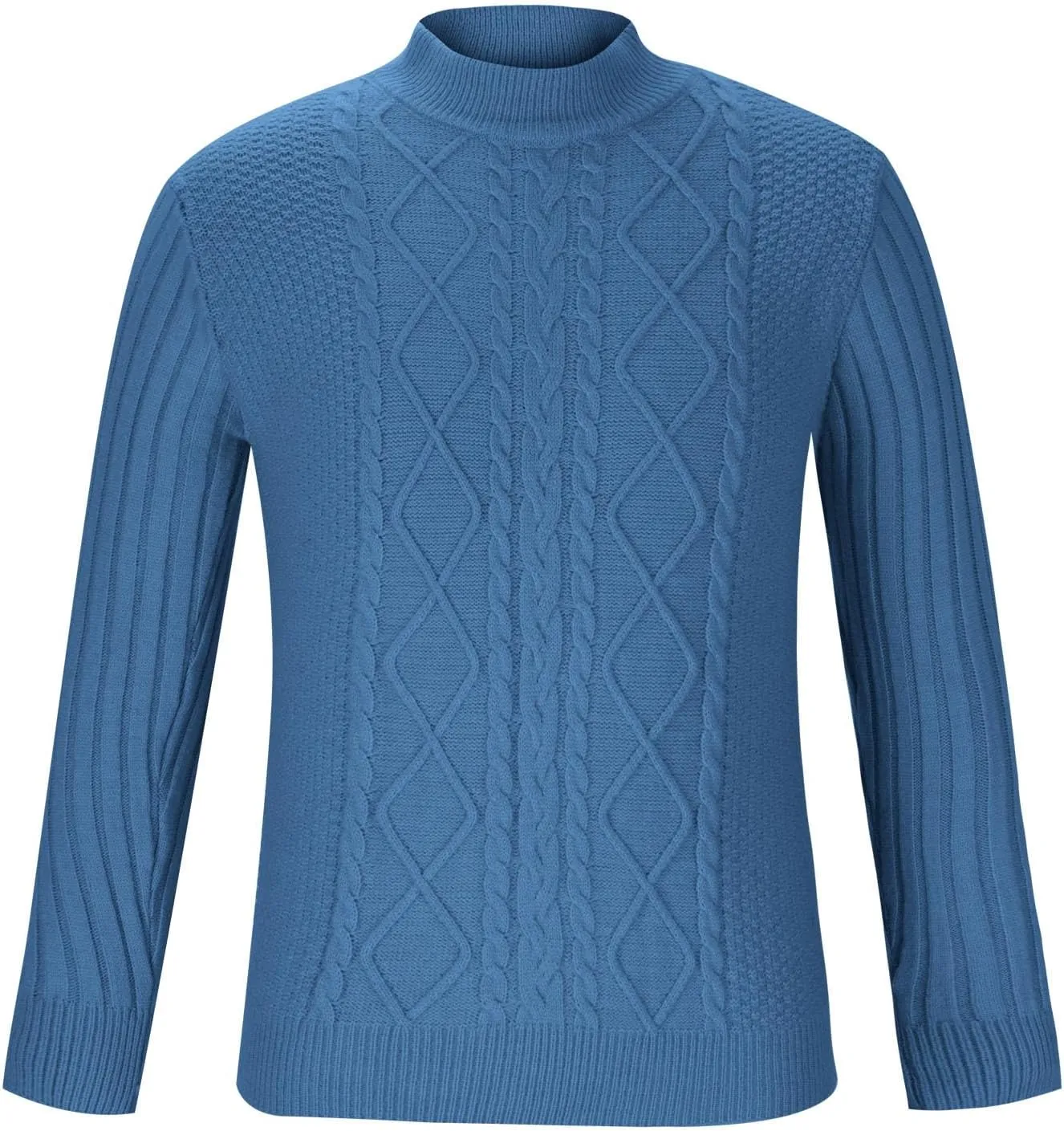 Mens Cable Knit Sweater Plus Size Knitted Chunky Pullover Loose Crewneck Sweater Winter Thermal Long Sleeve Knitwear