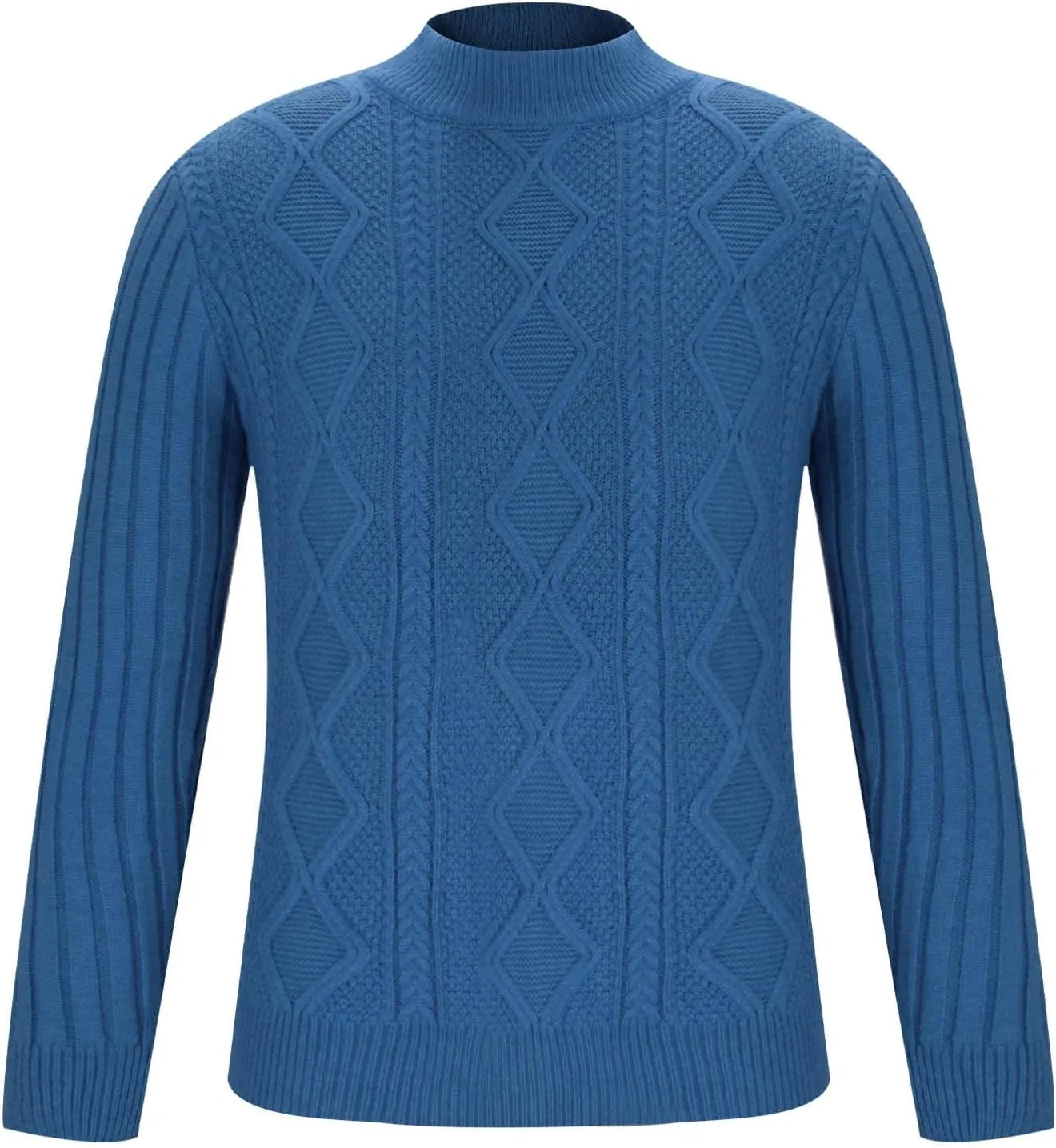 Mens Cable Knit Sweater Plus Size Knitted Chunky Pullover Loose Crewneck Sweater Winter Thermal Long Sleeve Knitwear