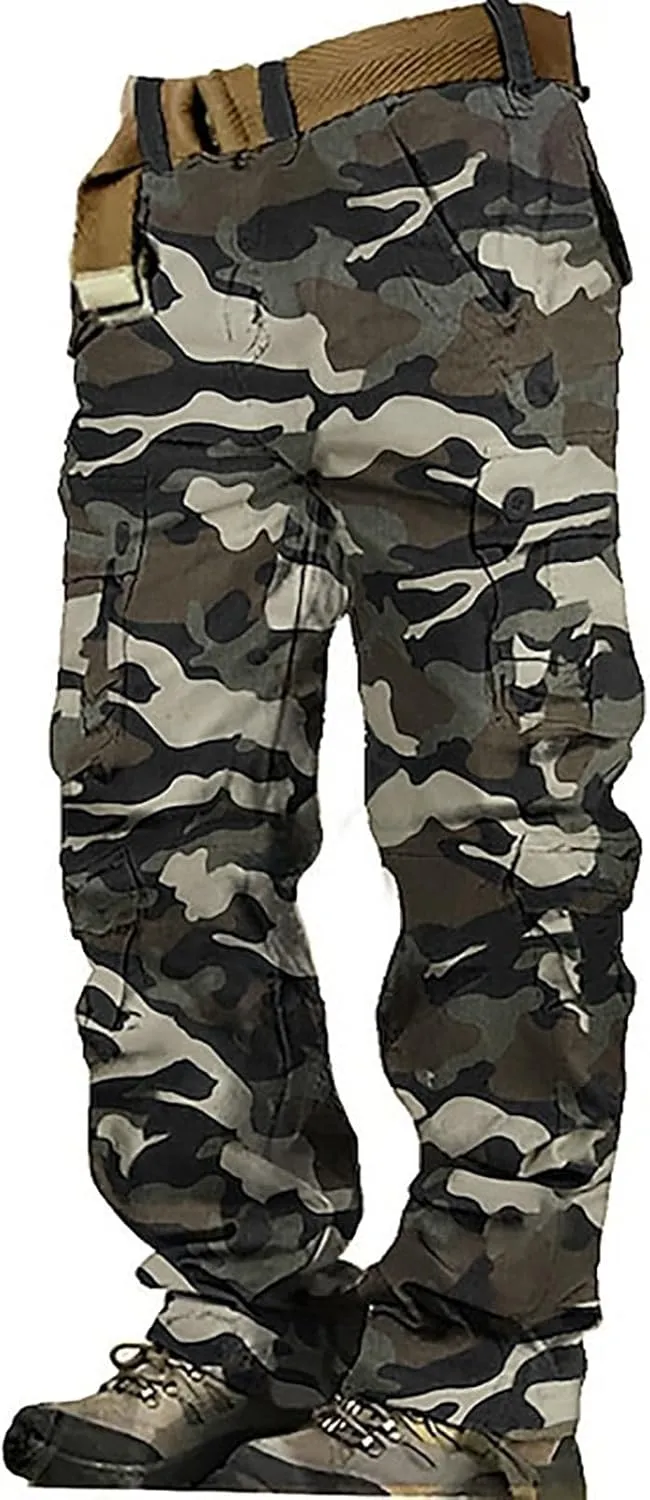 Mens Casual Cargo Joggers Pants Elastic Waist Drawstring Stretch Relaxed Fit Work Pants Tapered Sweatpants