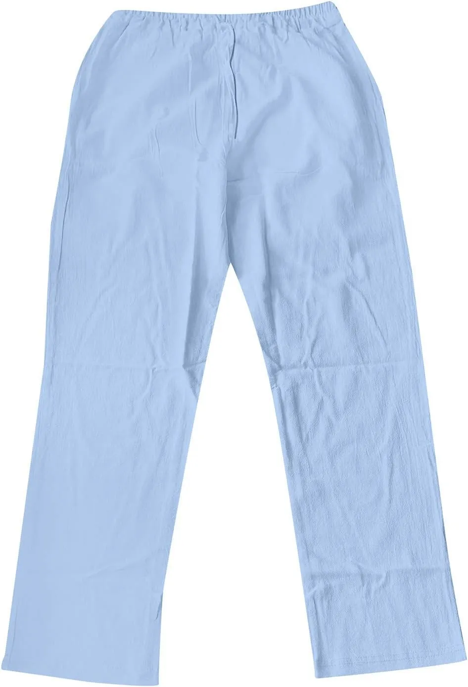 Men's Casual Linen Pants Drawstring Elastic Waist Summer Yoga Beach Pants Lightweight Loose Trousers