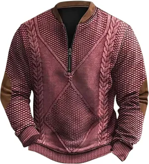 Mens Casual Sweater Like Sweatshirt Zipper Long Sleeved Hoodie Stand Collar Zip Knitted Sweaters Sweatshirts For Men