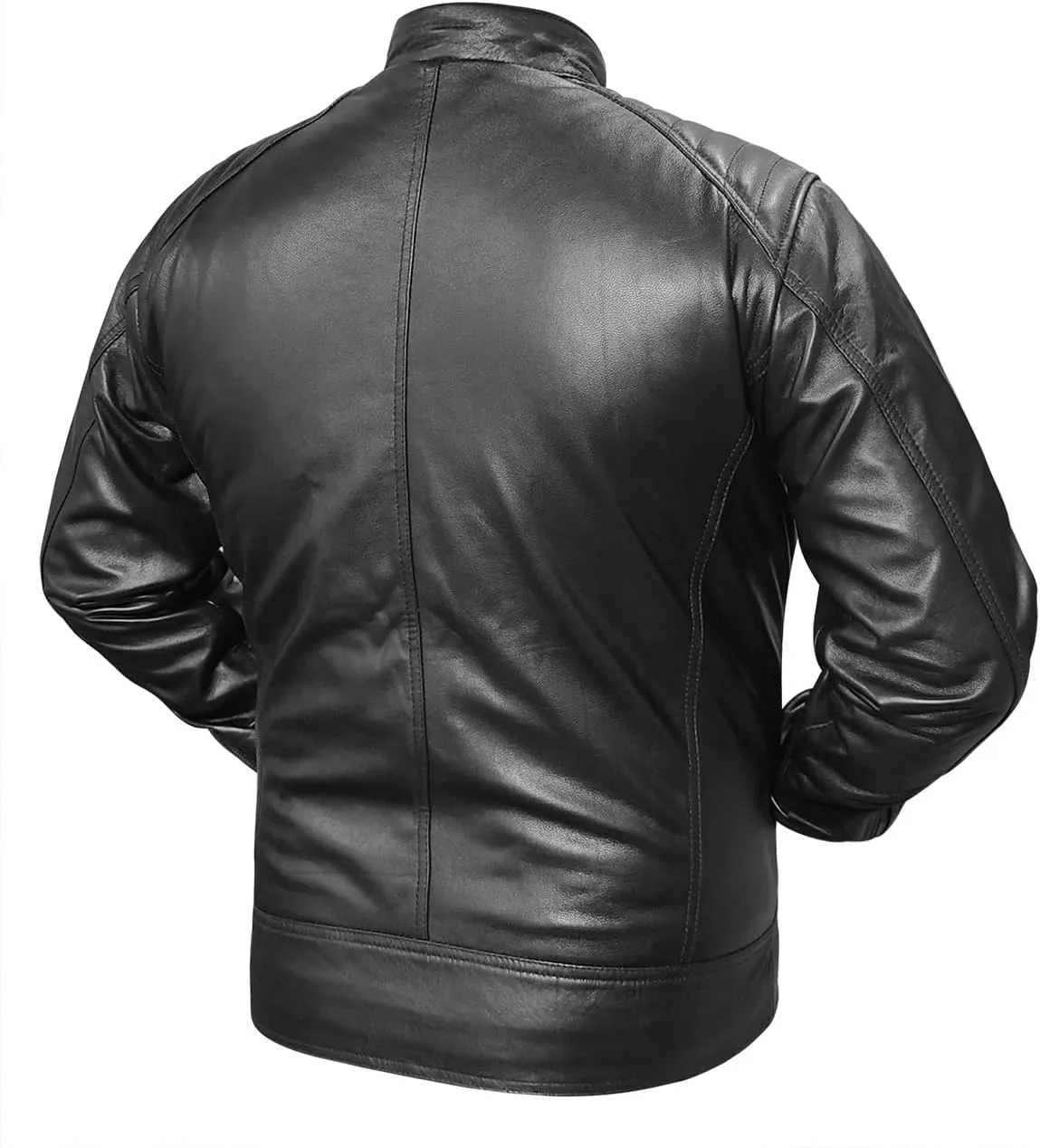 Mens Classic Biker Leather Jacket  Motorcycle Leather Jacket Mens  Lambskin Racer Black Biker Jacket