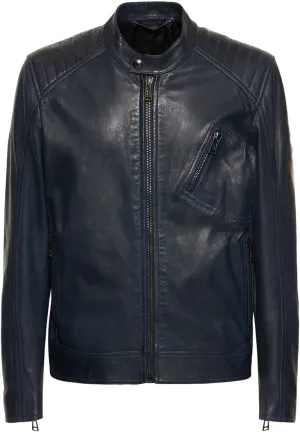 Mens Classic Biker Leather Jacket  Motorcycle Leather Jacket Mens  Lambskin Racer Black Biker Jacket