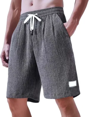 Men's Corduroy Shorts Moisture Wicking Casual Athletic Short Pants Elastic Waist Drawstring Lightweight Beach