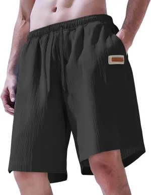 Men's Corduroy Shorts Moisture Wicking Casual Athletic Short Pants Elastic Waist Drawstring Lightweight Beach