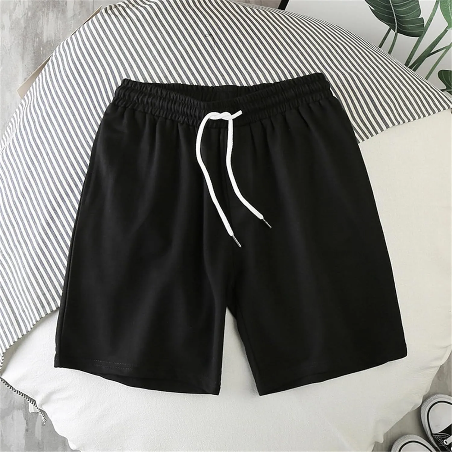 Men's Corduroy Shorts Moisture Wicking Casual Athletic Short Pants Elastic Waist Drawstring Lightweight Beach
