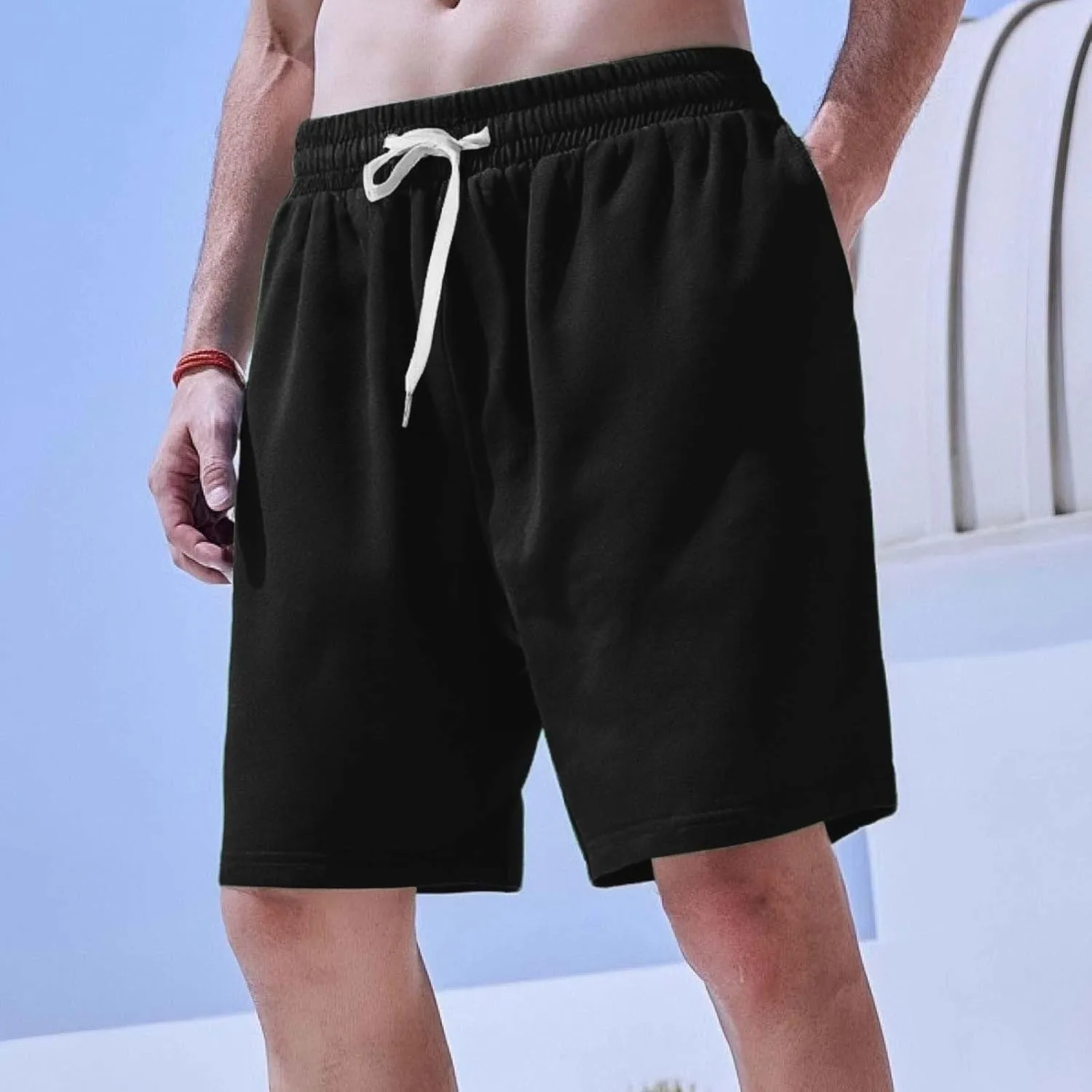 Men's Corduroy Shorts Moisture Wicking Casual Athletic Short Pants Elastic Waist Drawstring Lightweight Beach