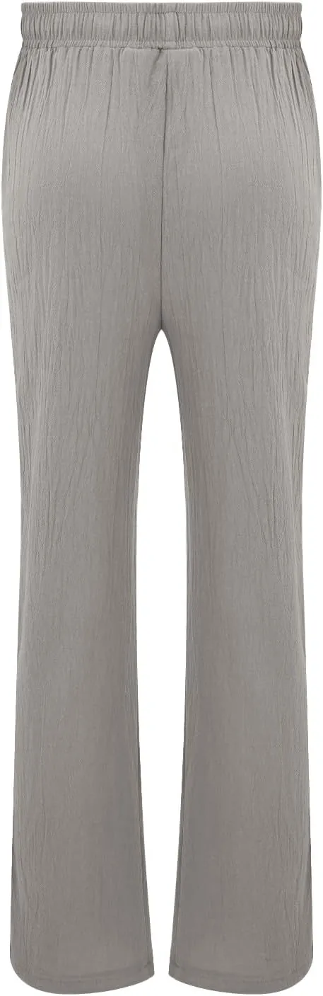 Mens Cotton Linen Harem Pants Elastic Waist Wide Leg Baggy Yoga Trousers Drawstrings Lightweight Summer Beach Pants for Men