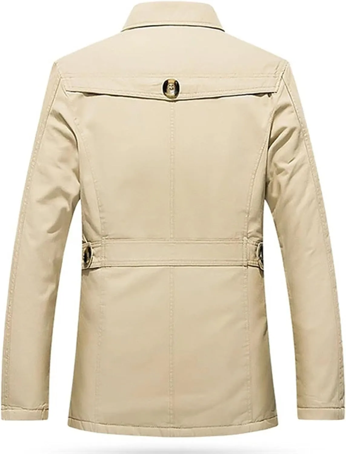 Men's Cotton-Padded Mid-Length Fleece Jacket Plus-Size Trench Coat Cotton Wash Autumn Winter Casual Jackets For Men