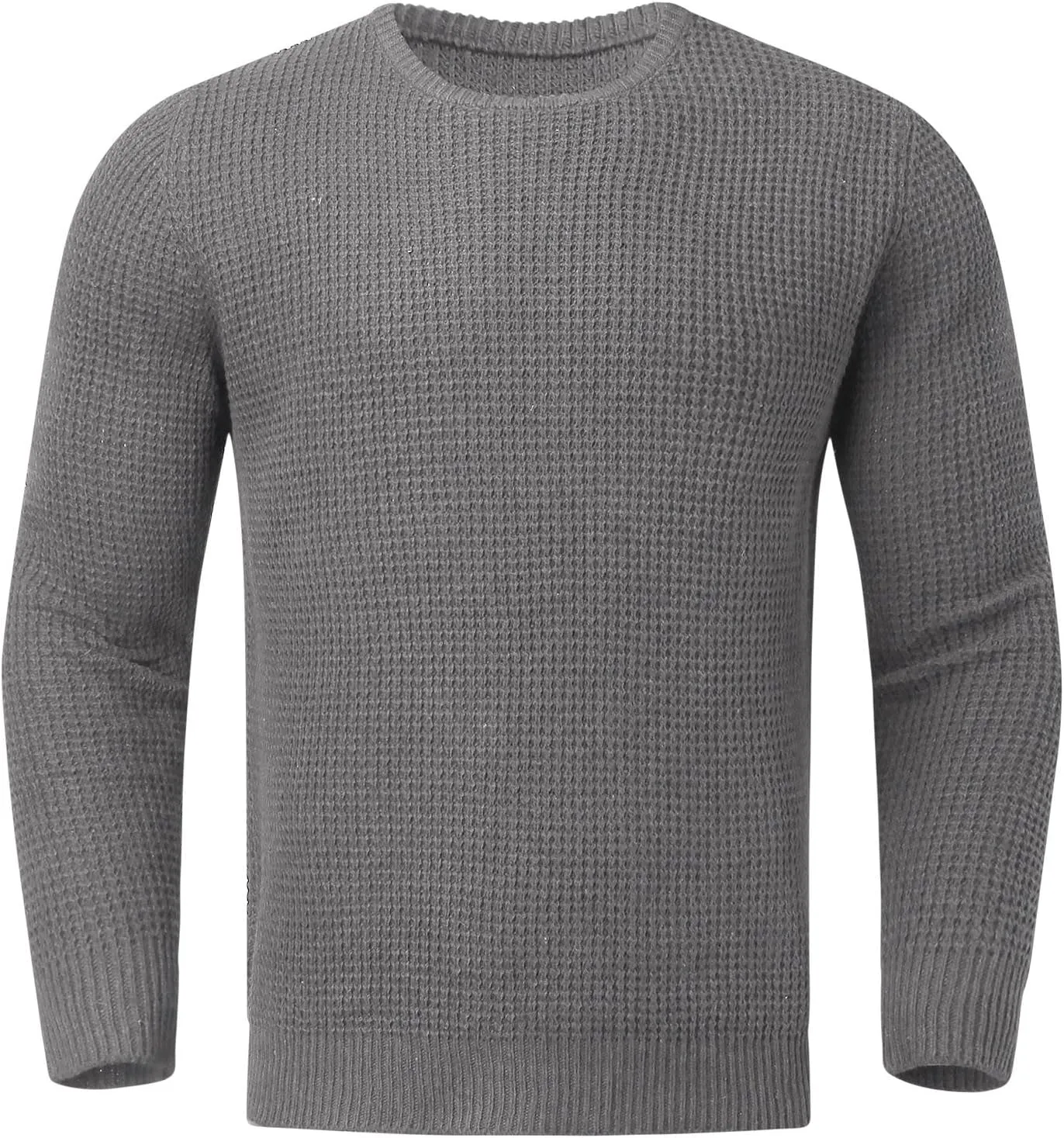Mens Crewneck Cable Knit Chunky Pullover Sweater Long-Sleeve Soft Cotton Basic Lightweight Sweater Fashion Tops