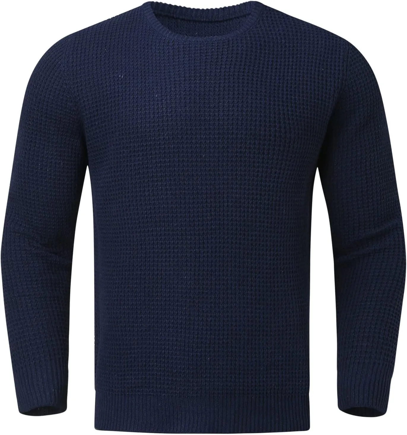 Mens Crewneck Cable Knit Chunky Pullover Sweater Long-Sleeve Soft Cotton Basic Lightweight Sweater Fashion Tops