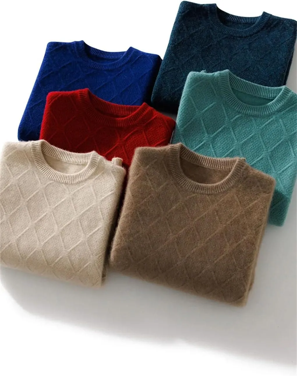 Men's Crewneck Wool Pullover Sweater Long Sleeve Knitwear Sweater Casual Relax Fit Jumper Tops