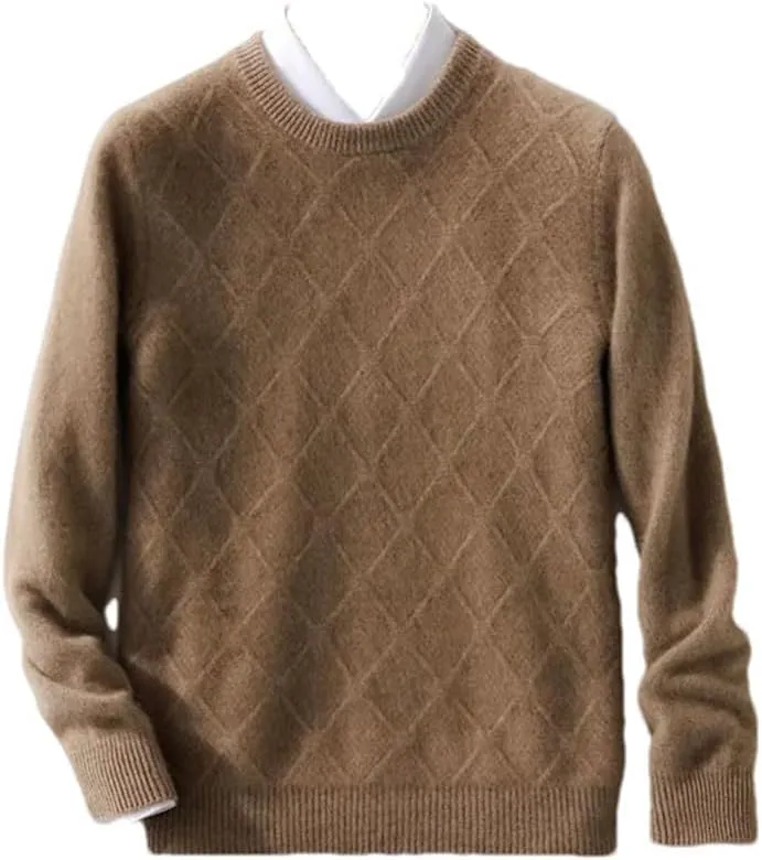 Men's Crewneck Wool Pullover Sweater Long Sleeve Knitwear Sweater Casual Relax Fit Jumper Tops