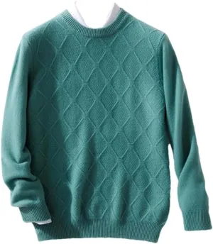 Men's Crewneck Wool Pullover Sweater Long Sleeve Knitwear Sweater Casual Relax Fit Jumper Tops