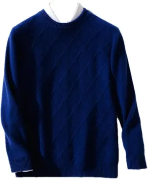 Men's Crewneck Wool Pullover Sweater Long Sleeve Knitwear Sweater Casual Relax Fit Jumper Tops